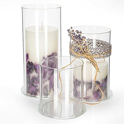Tuuters 3er Windlicht-Set aus Borosilikatglas mit Untersetzer (Glas)