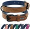 Didog-Soft gepolstertes Leder-Hundehalsband, atmungsaktives, strapazierfähiges Hundehalsband aus Leder mit Verstellbarer rostfreier Metallschnalle für kleine, mittelgroße und große Hunde, Braun, L