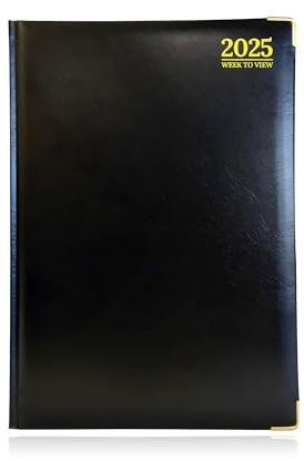 G4GADGET Premium Terminplaner 2023, Wochenansicht auf 2 Seiten, FSC-zertifiziert, 80 g/m² Papier, vergoldete Kanten, A4, 30 x 21 cm, Schwarz