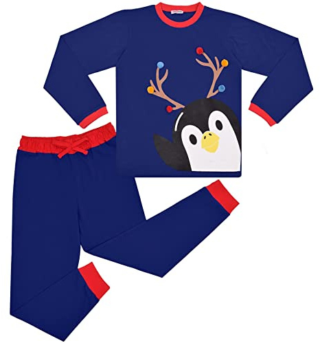 A2Z 4 Kids Girls Boys Penguin Christmas Pyjama Set Two Piece Festive Styles | Children PJS Lounge Suit Festive Outfits Ages 2 to 13 Years Holiday Fashion