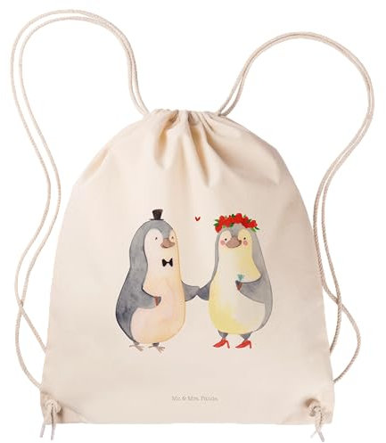 Mr. & Mrs. Panda Stoffbeutel Pinguin Heirat - Geschenk, Baumwollbeutel, wander rucksack, Mann, Paar, gym tasche, Sportbeutel, Frau, Freundin, Hochzeit, stoff, Just Married, Stofftasche, Verliebt