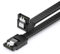deleyCON 30 cm Juego de Cables de Nailon SATA 3 Cable de Datos Cable de Conexión de 6 Gbit/s Placa Base Disco Duro HDD SSD 1 S-ATA Conector en L en Ángulo de 90° Negro