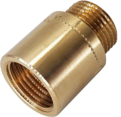 SKIR'CO (2 pezzi) Prolunga filettata per tubo 1/2, prolunga filettatura maschio e femmina 25 mm, raccordo per tubo in ottone, filettatura BSP