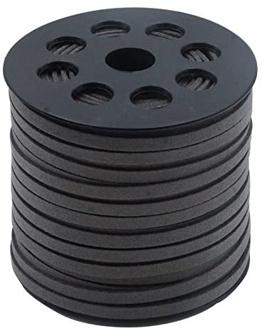 Kitroce 5mm x50 Yards Grey Suede Cord Suede Lace Faux Leather Cord with Roll Spool for Bracelet Necklace Beading DIY Handmade Crafts