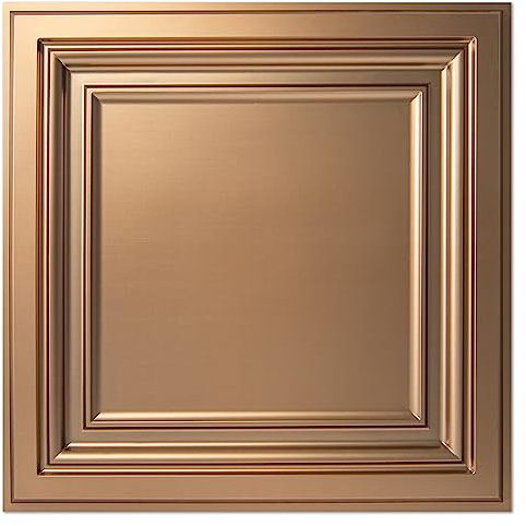 Art3d Pack of 12 Bronze Suspended Ceilings Tiles PVC 605mm x 605mm - Fit in 600mm x 600mm Ceiling Cladding Panel Plastic Acoustic Tiles
