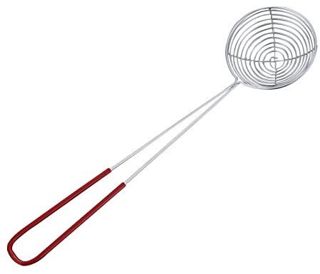 Scolapasta a forma di ragno in acciaio inox, multifunzione, con manico per pentole calde, fagioli, polpette, mini schiumarola, mestolo con manico (taglia: S)