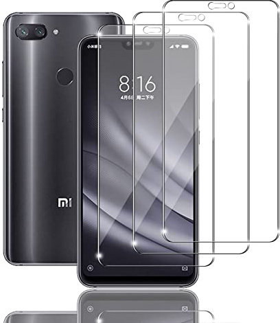 Ydiciv 3 Piezas Protector de pantalla para Xiaomi Mi 8 Lite Cristal Templado, Vidrio Templado HD Transparente, Dureza 9H, Antihuellas, Sin Burbujas