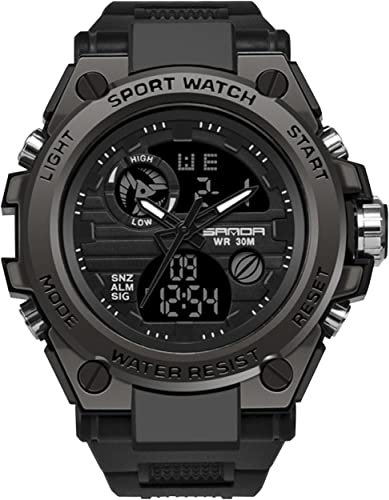 kieyeeno Orologio Analogico Quarzo Digitale da Uomo, 30M Impermeabile Militare Sportivo LED Orologio Uomini con Quadrante Ampio Orologi Nero