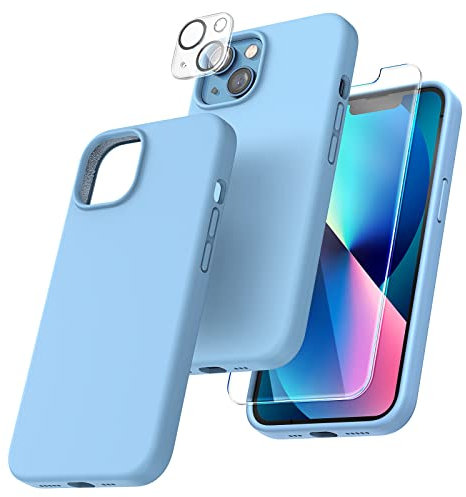 TOCOL Silicone for iPhone 13 Case 6.1-Inch, Liquid Silicone Multi-Color Slim Silky-Soft Touch Anti-Scratch Shockproof Protective Phone Cover, Sierra Blue