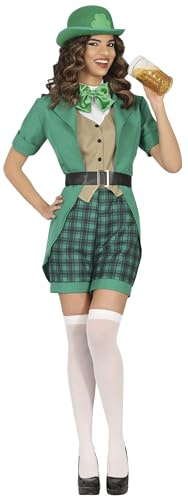 FIESTAS GUIRCA Sexy Mrs. Patrick Karneval Kostüm Damen – Bezaubernder grüner Kobold Kostüm Damen – St. Patrick's Day Faschingskostüm Erwachsene Damen Größe M 36-38