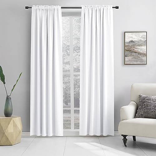 DONREN Extra breite 152,4 cm breite Raumteiler-Vorhänge für Wohnzimmer, 2 Paneele-Set, raumverdunkelnd, energieeffiziente Vorhänge für Schiebetüren aus Glas, Terrassentüren, Reinweiß, 1,5 x 2,1 m