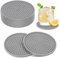 8 PCS Grey Coasters, Silicone Thick Design(0.2inch) Round Mugs Coasters Set of 8 for Drinks, Raised Anti-Skid Design Coffee Pads Beer Bar Mat, 10 * 10 * 0.5cm