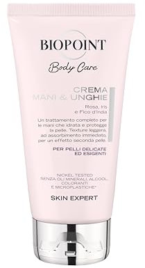 Biopoint - Hand- & Nagelcreme, angereichert mit Kaktusfeige und Rose, spendet Feuchtigkeit und schützt sie, zieht sofort ein, Handcreme für empfindliche Haut, 75 ml