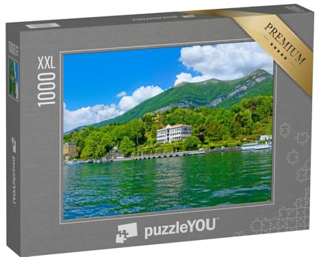 Puzzle 1000 Teile XXL „Sonniges Panorama am Comer See mit Ausflugsboot“ – aus der Puzzle-Kollektion Comer See