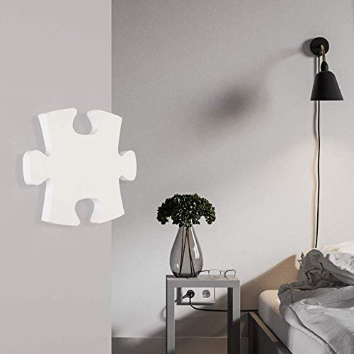 SIBEG Bright LED Jigsaw Puzzles Black White Wall Lamp Aisle Corridor Dining Living Room Bedroom Study Stairs Balcony Iron Acrylic Light Simple Minimalism Comfortable,Colour:White