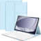 EasyAcc Funda con Teclado Compatible con Samsung Galaxy Tab A9+ 11 Pulgadas 2023 con Película Protectora [Español], SM-X210/X216/X218, Funda Protectora con Portalápices, Cielo Azul