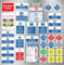 Complete Kitchen Safety Signs Sticker Packs 34 pack - Compliance in Commercial Kitchens, Hygiene Signage Kit, Laminated Self Adhesive Stickers blue