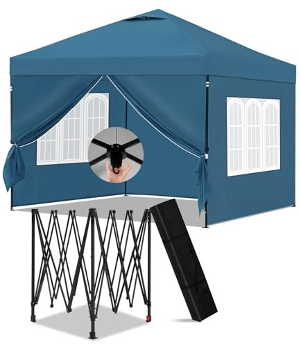 Laneetal Cenador 3x3m, Carpa Plegable para Exterior, Cenador con Paredes Laterales, Gazebo, Pabellón de Jardín para Camping, Pérgola Tienda de Fiestas, Carpa Impermeable, Azul