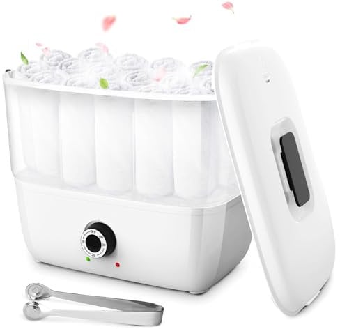 Shulltji Towel Warmer, Hot Towel Steamer with 5L Large Capacity, Towel Heater Fast Heating to 212 ℉/100℃, Hot Towel Machine with Towel Clip, for Spa Facials Barber Beauty Salon Home Use, White