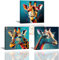 Piy Painting Bunte Giraffen Bild auf Leinwand Tierbilder Leinwandbilder, Moderne Wandbilder Küchenbilder Kunstdrücke auf Leinwand mit Innenrahmen für Badezimmer Zuhause (3er 30x30cm)