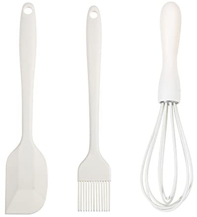 3Pcs Silicone Spatula Set Heat Resistant Spatula Barbecue Brush Whisk Egg Milk Blender for Baking Mixing Cooking Kitchen Silicone Utensils