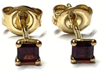 Ohrirng 333 Gold Granat quadratisch facettiert 3 x 3mm Ohrstecker