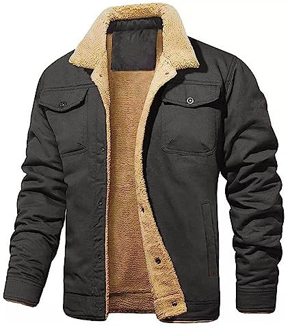 SRZYMJ Winterjacke Herren Parka Dickes Flauschfutter Wintermantel Parka Winter Übergangsjacke Freizeitjacke Outdoorjacke Warm Funktionsjacke Softshelljacke Sweatjacke Steppjacke Fleecejacke
