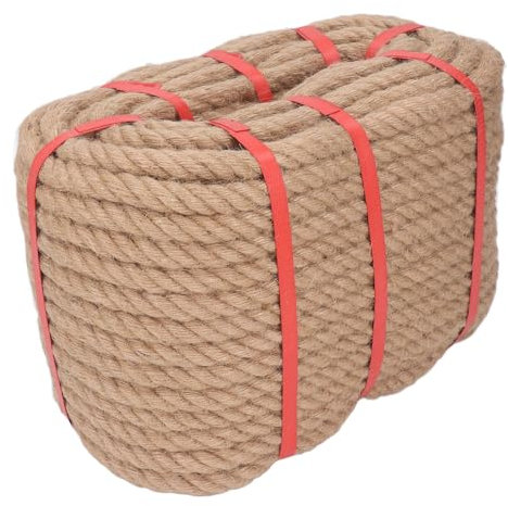 Natudeco Corda di Canapa Ritorta, Corda in Fibra di Canapa 50 metri, Corda da Giardinaggio per Artigianato Fai-da-Te, Decorazione della Casa (16mm)