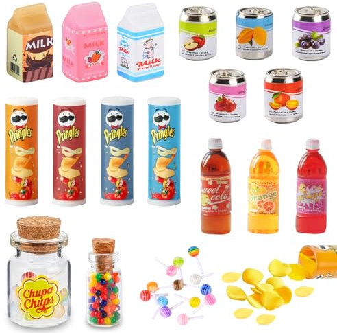 IWTBNOA Miniatur Essen und Trinken, Puppenhaus Zubehör 1/12, Miniatur Lebensmittel Set für Wichteltür Weihnachten Deko und Puppenhaus, Wichtel Zubehör Küche, Weihnachten Miniatur Ornament