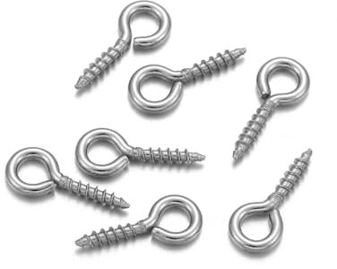 Wisafory 200 pezzi viti occhio perni a vite autofilettanti mini viti a occhiello gancio per viti per occhi in legno sughero top bottiglie fai da te in acciaio inox, 4 x 8 mm