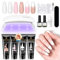 SAVILAND Poly Gel Nail Kit 28 Day Wear: 1 Min Quick Extension Poly Nail Gel Added Castor Oil VE 4 Colors Poly Extension Gel Nail Kit with Slip Solution for Nail Overlay Strengthen Home DIY Beginners