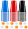 Sprifityy Beer Pong,51 Piezas Beer Pong Copas(500ml) y 12 Piezas Pelotas de Ping Pong,para Juegos de Beber,Festival,Fiesta Celebración,Bebidas