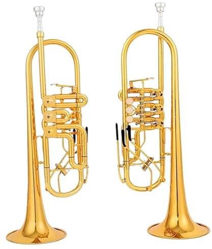 Trompete B-Trompeten-Drehventil B-Typ Flachmessing Gold Flachschlüssel Professionelles Trompeteninstrument