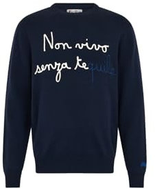 Saint Barth MC2 MC2 Uomo Maglione Blu Heron con Stampa Non Vivo Senza Tequila - x-Large