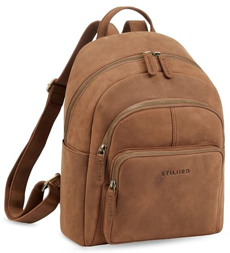 STILORD Bea Leder-Rucksack Damen Echtleder Elegant - Edler Tagesrucksack Frauen mittelgroß - Geräumiger Vintage Cityrucksack Frauen - Backpack Daypack aus echtem Leder Farbe:tan - Dunkelbraun