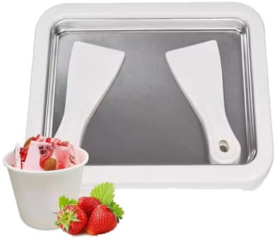 Instant Ice Cream Maker, Stainless Steel DIY Ice Cream Roller Pan with 2 Scrapers, Instant Gelato Pan/Roll, Make Easy Ice Cream Rolls for Fun Parent-Child Activities