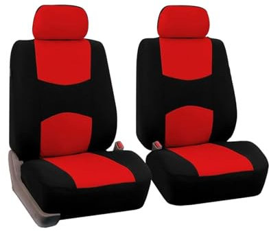 acfeco Auto Sitzbezüge Universal, Sitzbezug Auto Vordersitze 2er Set, Autositzbezüge mit 2 Kopfstützenbezüge Auto, Sitzbezüge Vorne Kompatibel mit Airbags Rot