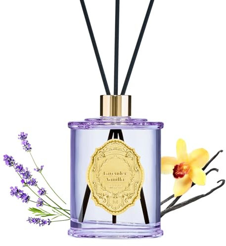 M&SENSE Raumduft Lavendel Vanille Duft 240ml|Reed Diffuser mit 5 Duftstäbchen|Luxus Lufterfrischer für Badezimmer,Wohnung,Heimdekoration|Raumduft Stäbchen,Oil Diffuser