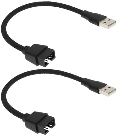 YINETTECH 2 Pezzi USB A Maschio A 9 PIN Scheda Madre Dati RGB A Porta U Esterna Adattatore Cavo Corto In Rame Stagnato Con Guaina Intrecciata PC