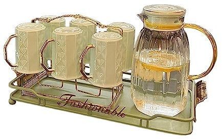 Lijiaxiuyc-101 Carafe Bouilloire Froide en Verre résistant aux Hautes températures Bouilloire Froide Grande capacité Maison Salon Ensemble de Tasses d'eau Froide Carafe Eau