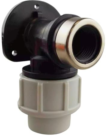 MDPE Wall Plate Elbow Bend Female Threaded Garden Tap Wall Flange 20 25mm (20mm MDPE to 1/2 BSPF)