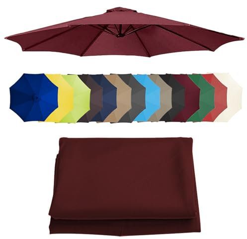 Tissu De Remplacement Pour Parasol Déporté (2/2.3/2.5/2.7/3/3.50m) Toile De Rechange Pour Parasol, Bâche De Remplacement Pour Parasol Déporté, Pour Terrasse/Jardin/Piscine(Wine red,8 ribs-350cm/11.4ft
