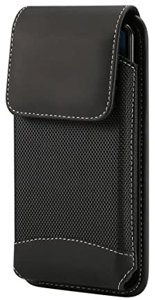 DFV mobile - Belt Case Cover Vertical Leather and Nylon for Samsung Galaxy A56 (2025) - Black