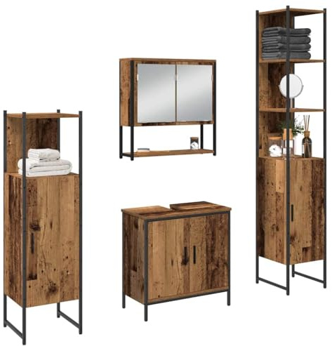 vidaXL Badezimmermöbel-Set 4 STK. Braun 33 x 33 x 185,5 cm | Hier gibt's genug Platz, um deine Toilettenartikel ordentlich aufzubewahren, Die schicke,