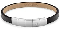 Calvin Klein Armband für Herren Kollektion MINIMALISTIC SQUARES mit Schwarzem oder Grünem Leder und Verschluss aus Edelstahl