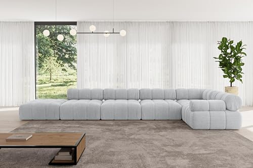 ALTDECOR Modulares Sofa Ecksofa in L-Form Corner modular Sofa Eckcouch Couch Wohnlandschaft Cauchsofa Polstersofa Felto-L3-475x190x70 cm Grau