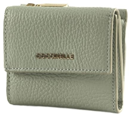 Coccinelle Leder Geldbörse Metallic Soft Wallet Grained Leather Snow hellgrau