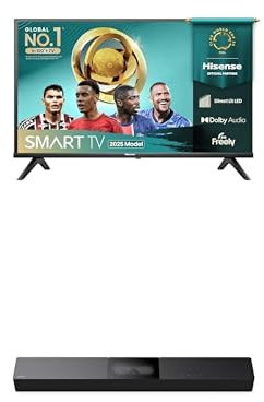 Hisense TV & Soundbar Bundle: 32E4QTUK HD TV plus the HS2000 Soundbar – small screen, better sound, smart performance