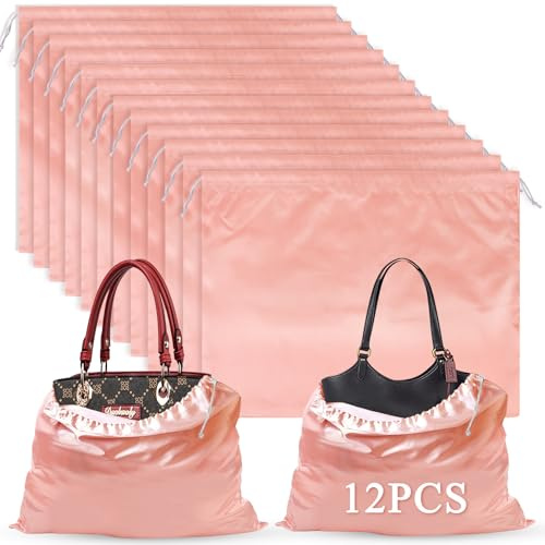 Housse de Protection pour Sac de Rangement en Tissu de Soie, avec Sac à Cordon, Sacs à Poussière pour Sac à Main Sac à Main en Cuir Sac à Chaussures Ensemble 12 Ensembles 50 X 40 cm