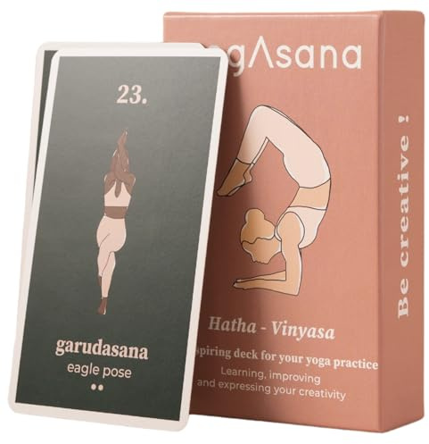 yogAsana Yogakarten Hatha Vinyasa - 80 Karten auf Englisch - Yoga Posen Karten für alle Niveaus - Sequenzanleitung für selbstständiges Üben - 75 Posen